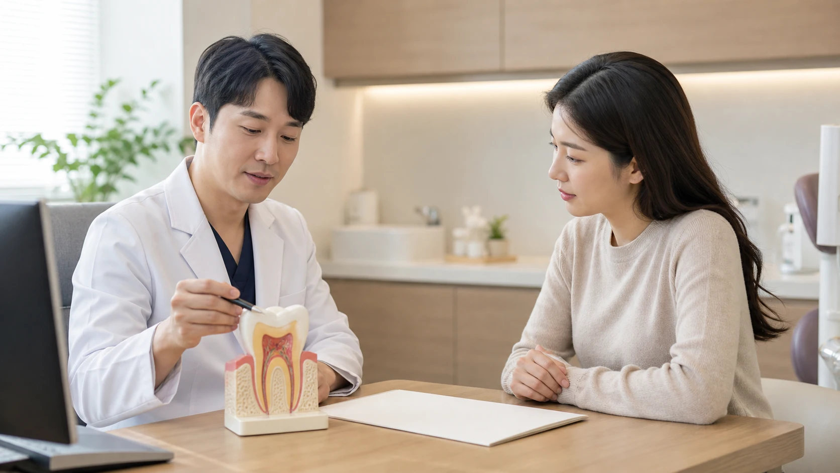 어금니 신경치료 비용 상담과 확인 장면